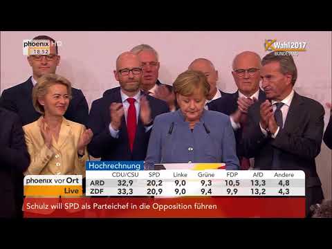 Bundestagswahl 2017: Rede von Angela Merkel zu den vorläufigen Wahlergebnissen am 24.09.2017