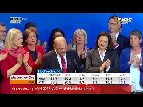 Bundestagswahl 2017: Rede von Martin Schulz zu den vorläufigen Wahlergebnissen vom 24.09.2017